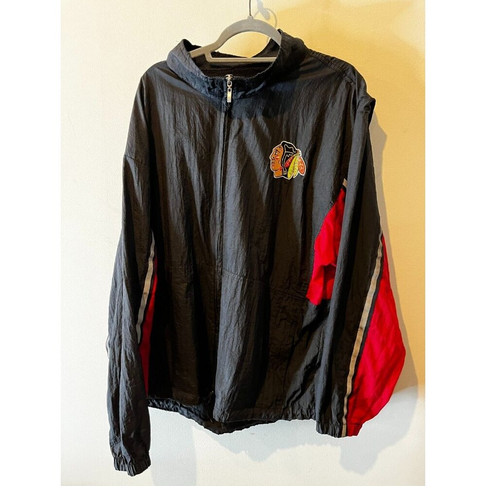 Vintage Chicago Blackhawks Logo Athletic Windbreaker Jacket Size L Large Zip up